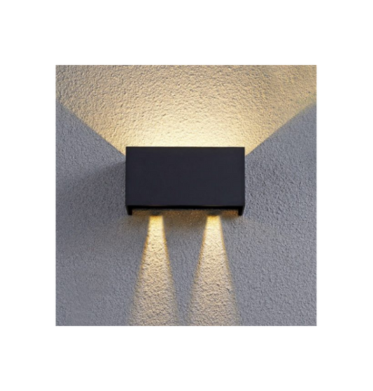 Aplique de Pared LED de Muñoz e Hijos (Apliques Exterior) en color Negro con luz bidireccional encendido - Ref 005217