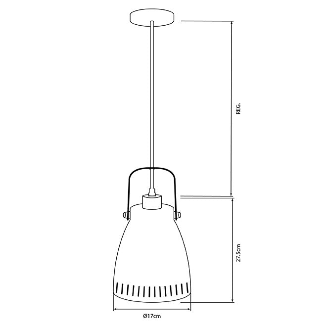 Lámpara Colgante Brooklyn 17 cm Blanco Vintage Interlusa encendida con proyección de luz y ambiente | LuzGurú