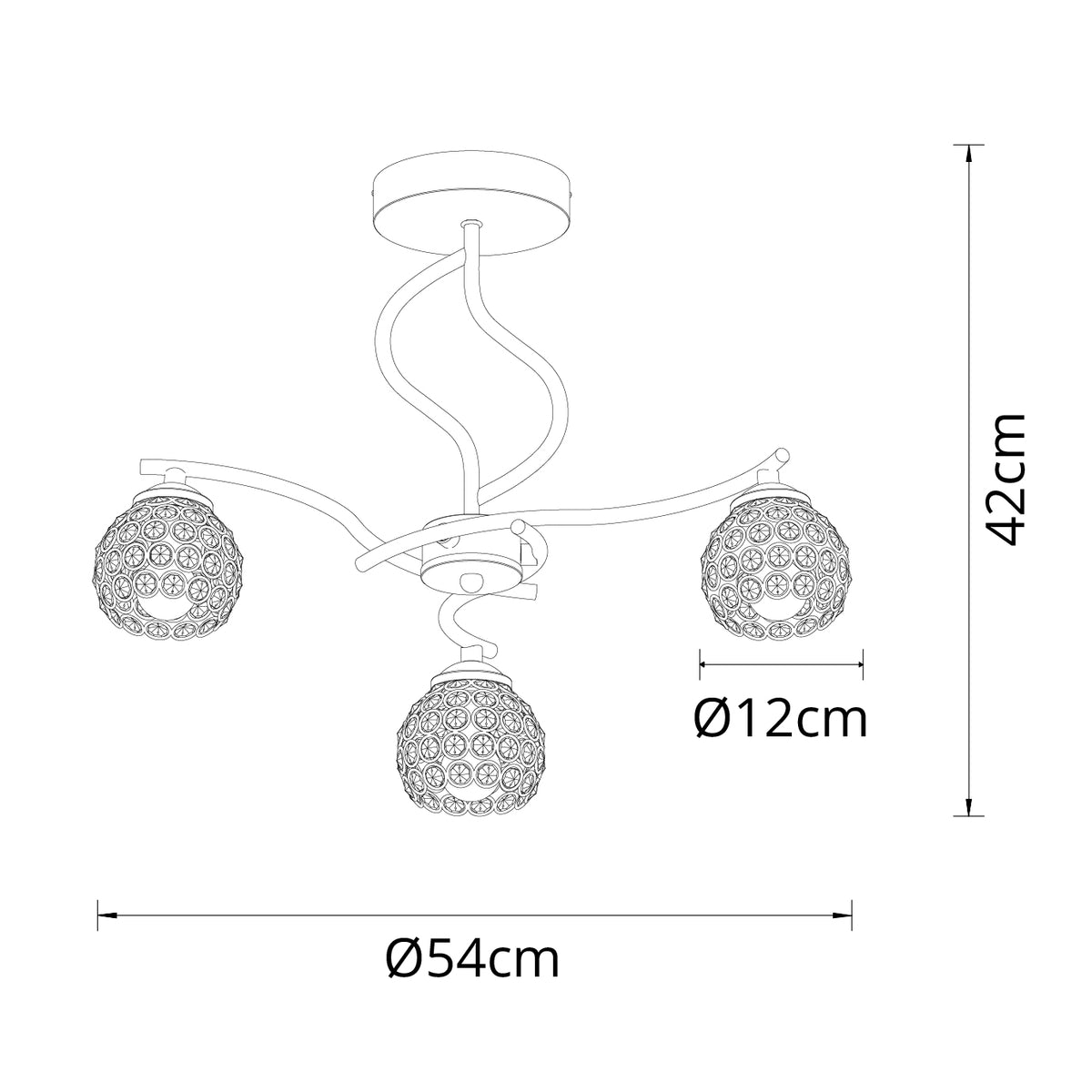 Lámpara de Techo Balbina 45 cm Cromo 3xE14 Interlusa - imagen 3 | Interlusa