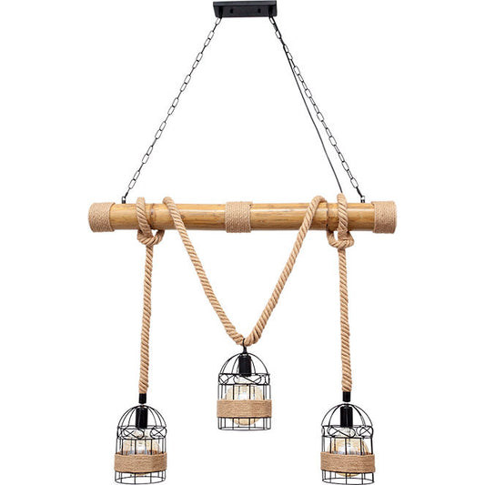 Lámpara de Techo SOGA 98 cm Cuerda Marrón Interlusa instalada en ambiente decorativo de salón o dormitorio | Interlusa