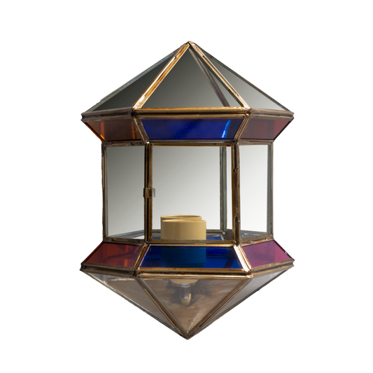 Aplique Granadino fabricado en metal color bronce con cristal de colores