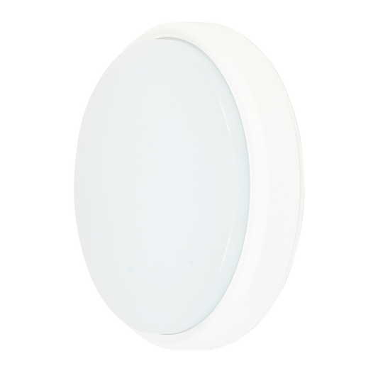 Aplique exterior Yucatán redondo blanco de 18W, Fabrilamp. Iluminación LED IP65 para exteriores.