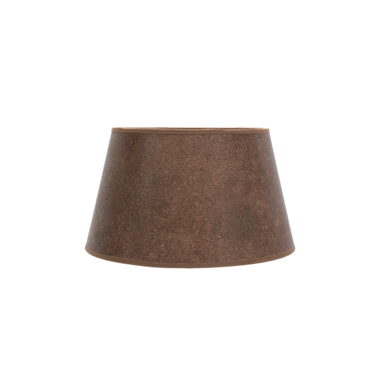 Pantalla Salma E27 Óxido 30x22x17 cm, diseño cónico abierto, material textil, Fabrilamp.