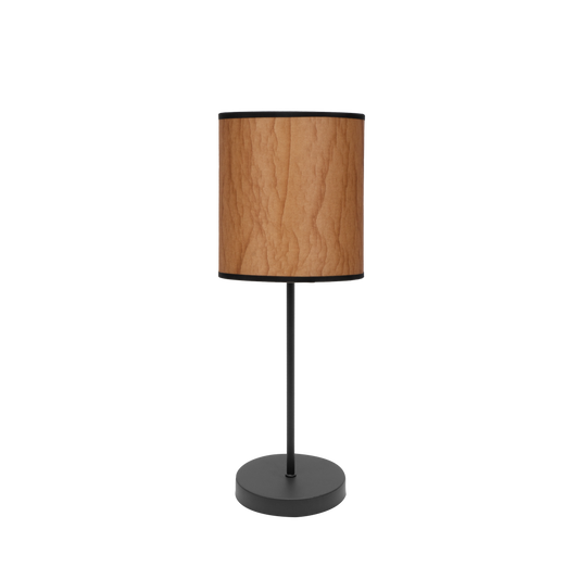 Lámpara Tapiro fabricada en metal color negro y textil color pergamino