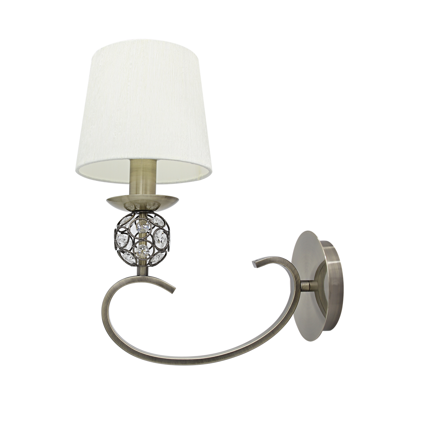 Aplique Ordoñez fabricado en metal y cristal color cuero con pantalla textil beige