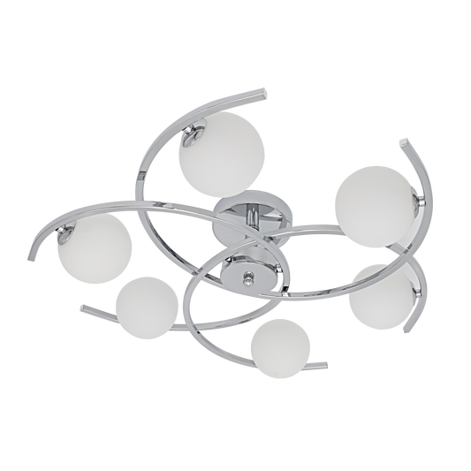 Lámpara Conil fabricada en Metal color Cromo con detalles en Cristal blanco