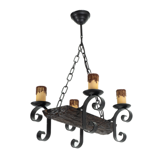 Lámpara Tronco fabricada en metal y resina color negro/marrón, estilo rústico