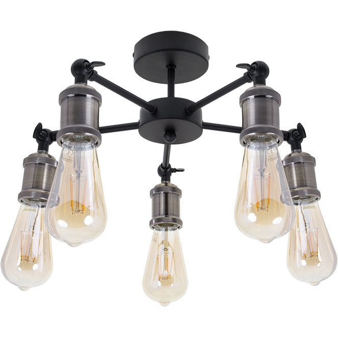 Plafón Clásico AKEMI 50 cm Negro/Cuero Interlusa - Vista frontal principal en fondo blanco | LuzGurú