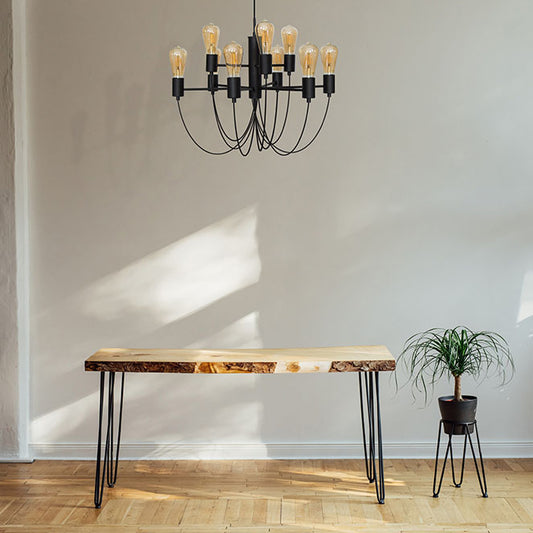 Lámpara de Techo AIXA 60 cm Ajustable Negro Interlusa instalada en ambiente decorativo de salón o dormitorio | Interlusa