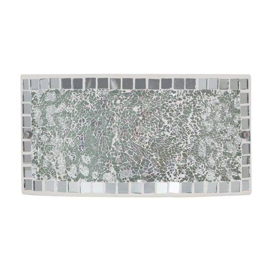 Aplique Tenor fabricado en Metal color Cromo, con mosaico decorativo