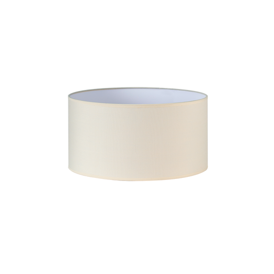 Pantalla cilíndrica Dori E27 beis de Fabrilamp, realizada en tejido popelín, 35x35x20 cm. luzGuru.com