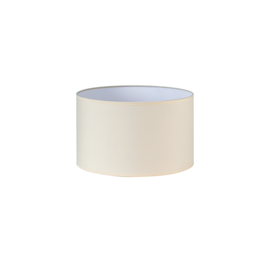 Pantalla cilíndrica Dori E27 beige de Fabrilamp, hecha de tejido popelín, ideal para iluminar tu hogar con estilo.