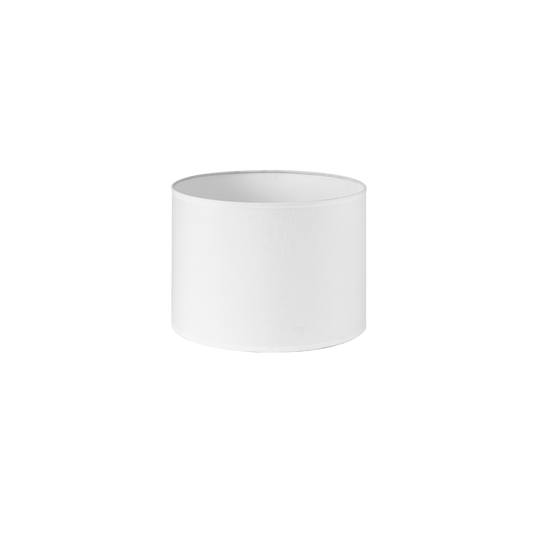 Pantalla cilíndrica Dori E27 blanca de Fabrilamp, 25x25x20 cm, tejido popelín. Iluminación elegante para tu hogar.