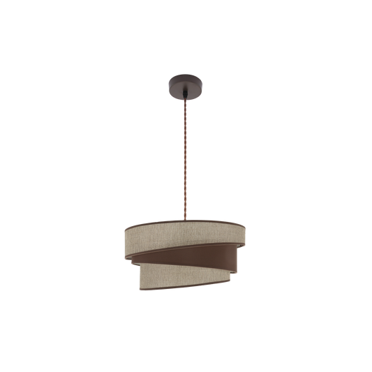 Lámpara colgante Hara fabricada en metal y textil color marrón
