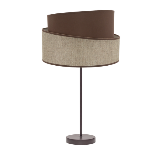 Lámpara Hara fabricada en metal y textil color marrón, ideal para luz ambiental