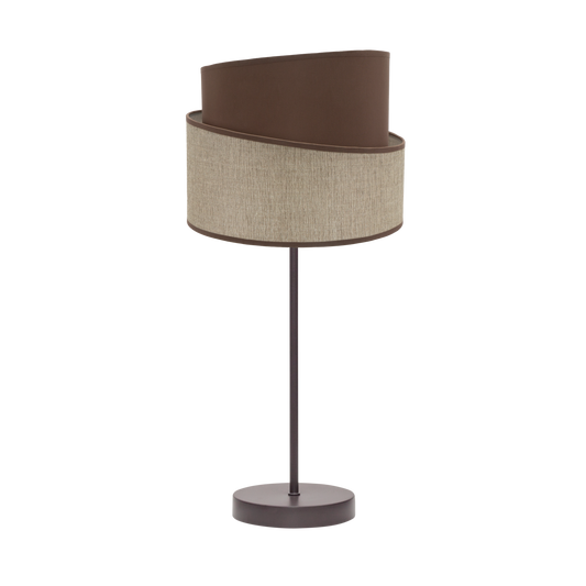Lámpara Hara fabricada en metal y textil color marrón, ideal para iluminación ambiental