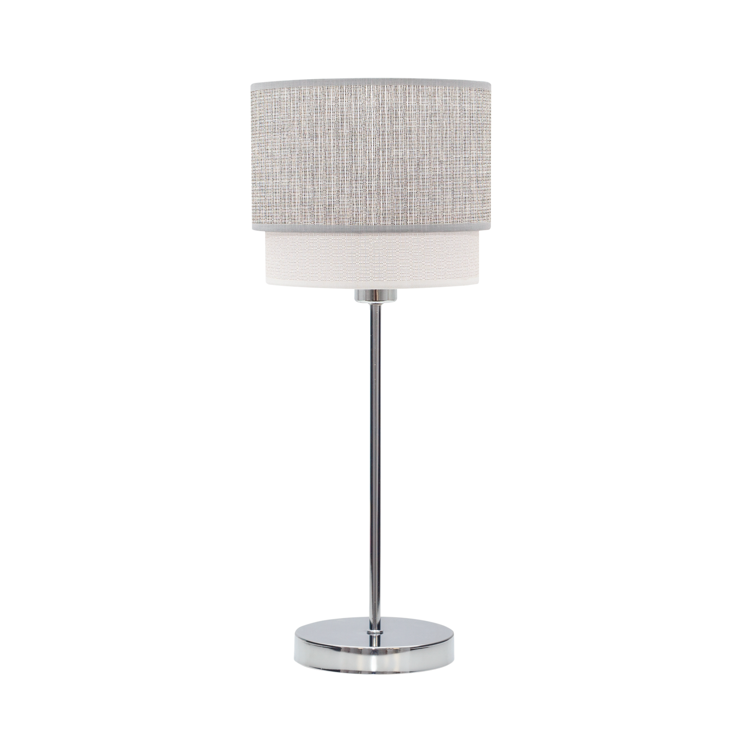 Lámpara Kenya fabricada en metal y textil color gris y blanco