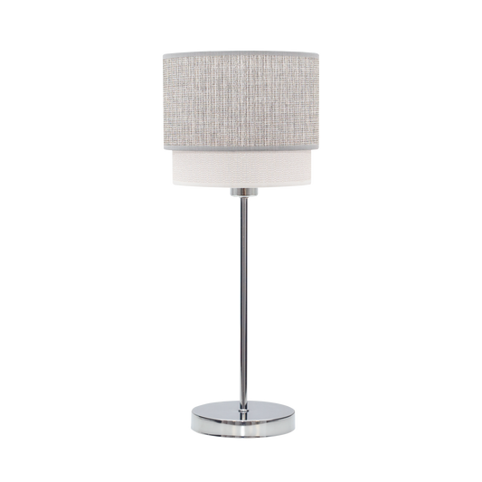 Lámpara Kenya fabricada en metal y textil color gris y blanco