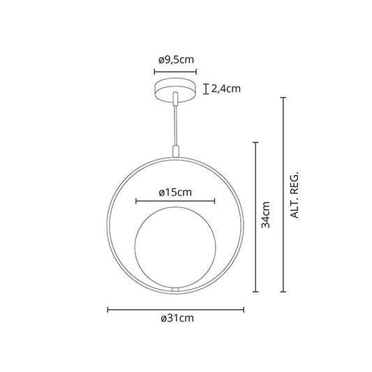 Lámpara Colgante AIMEE 31 cm Oro Interlusa instalada en ambiente decorativo de salón o dormitorio | Interlusa
