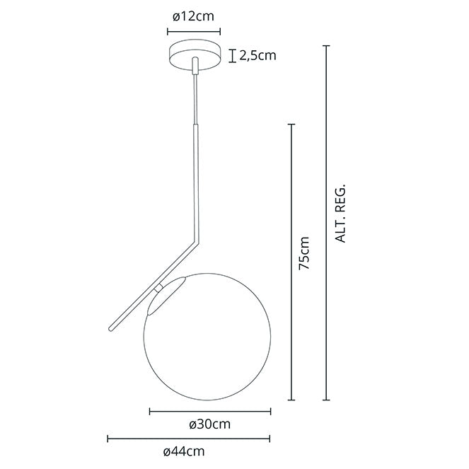 Lámpara Colgante AIMEE 44 cm Cromo Interlusa encendida con proyección de luz y ambiente | LuzGurú