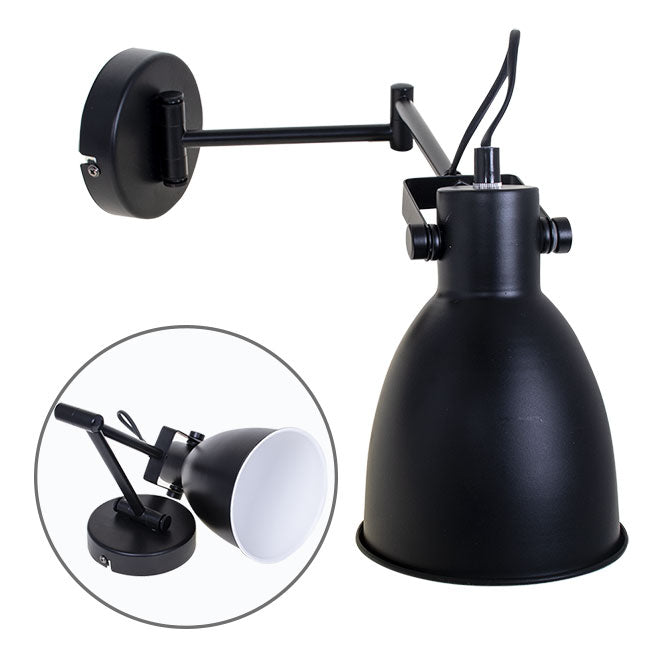 Aplique Vintage Alexis Articulado 50 cm Negro LUMIT Interlusa - Vista frontal principal en fondo blanco | LuzGurú