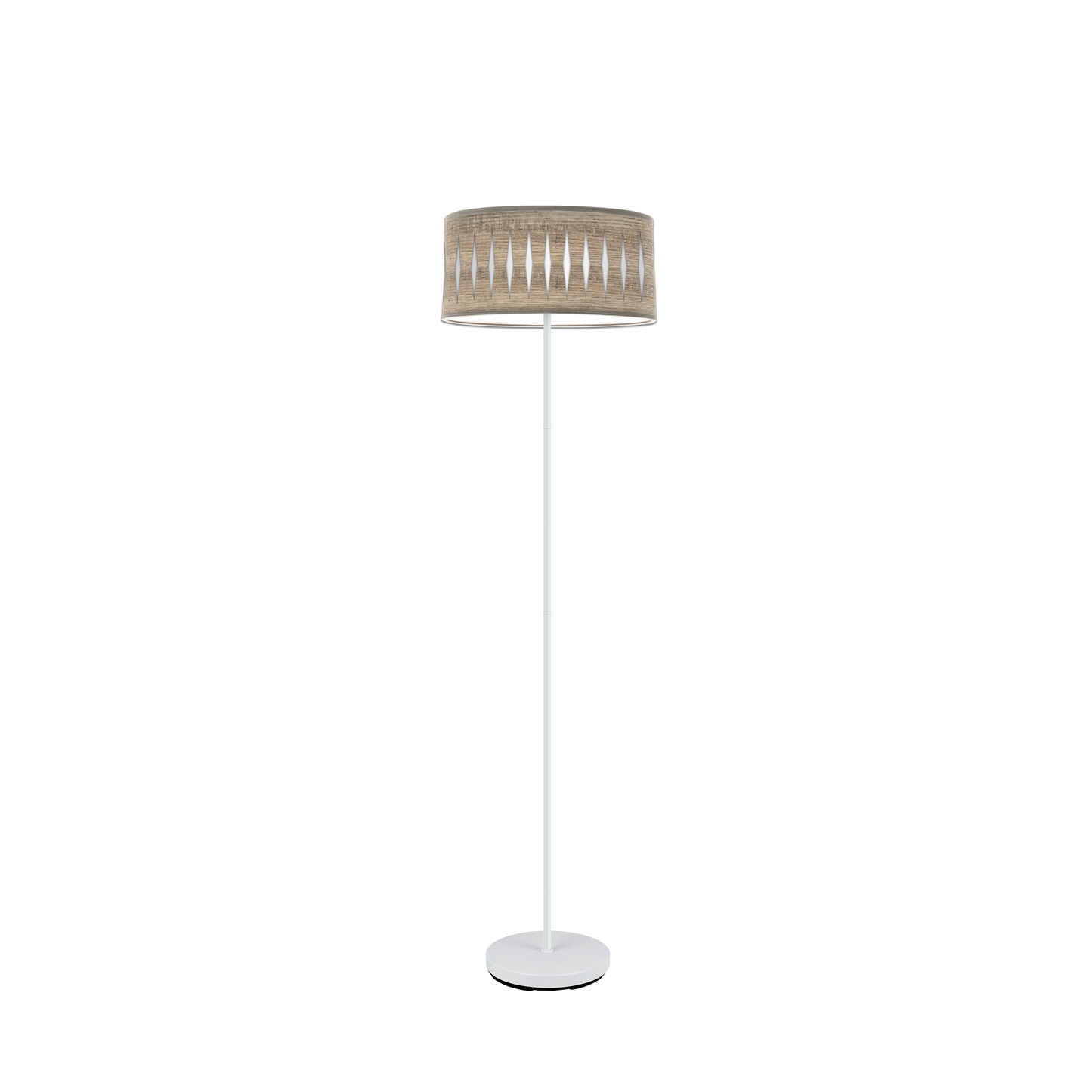 Lámpara Piron fabricada en metal y textil color blanco/madera gris, ideal para salones