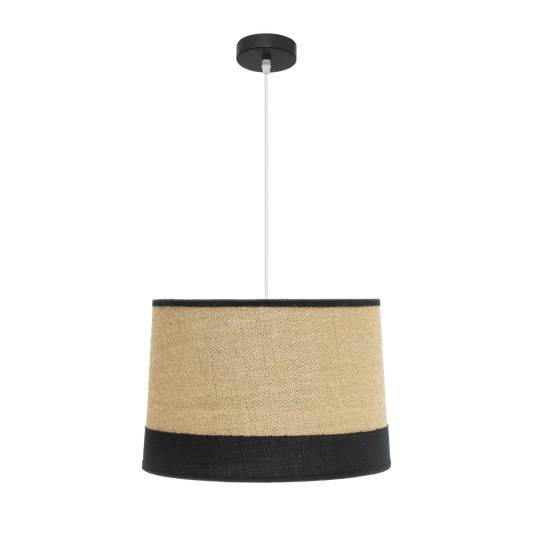 Pantalla textil de tejido de saco y lino rayado en negro - Difusor de luz suave para lámpara colgante Fabrilamp