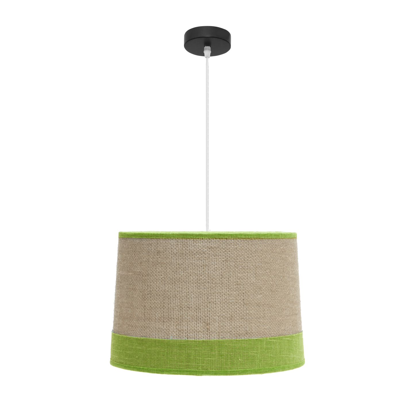 Lámpara textil fabricada en metal y tejido de saco color verde