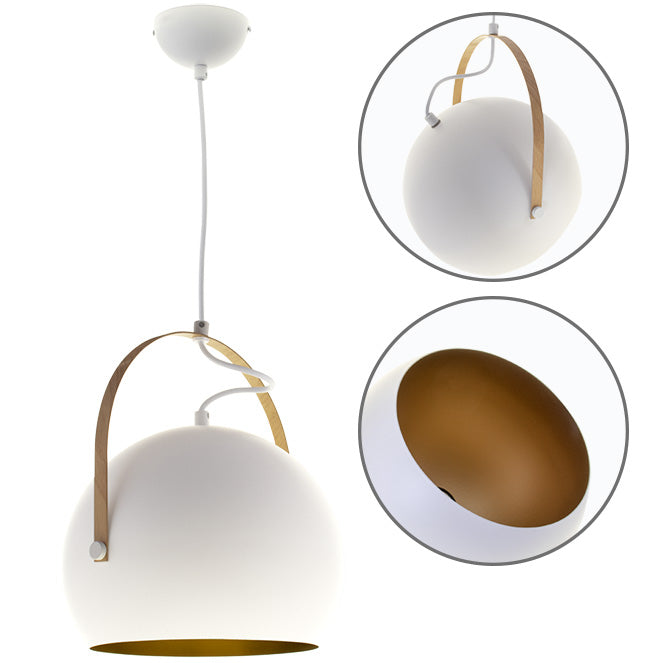 Lámpara Colgante Oriane 25 cm Blanco y Dorado Interlusa - Vista frontal principal en fondo blanco | LuzGurú