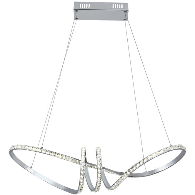 Lámpara Colgante LED Dragon 75 cm Cromo y Cristal Interlusa encendida con proyección de luz y ambiente | LuzGurú