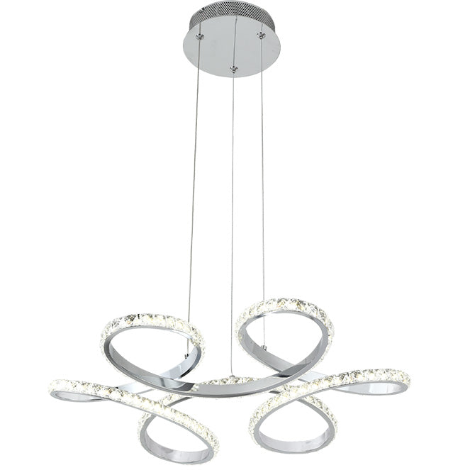 Lámpara Colgante LED Dragon 52 cm Cromo y Cristal Lumit Interlusa encendida con proyección de luz y ambiente | LuzGurú