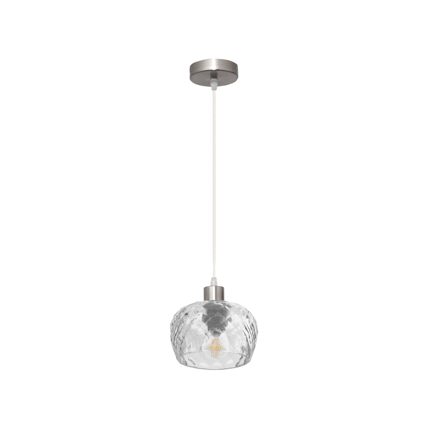 Lámpara colgante con tulipa de cristal tallado transparente