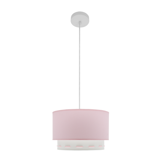 Colgante Trazos fabricado en Metal y Textil color Blanco y Rosa, ideal para habitación infantil