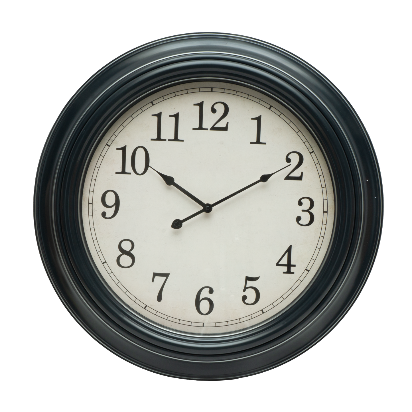 Reloj de pared Iniko negro/plata de 61cm, vista frontal.