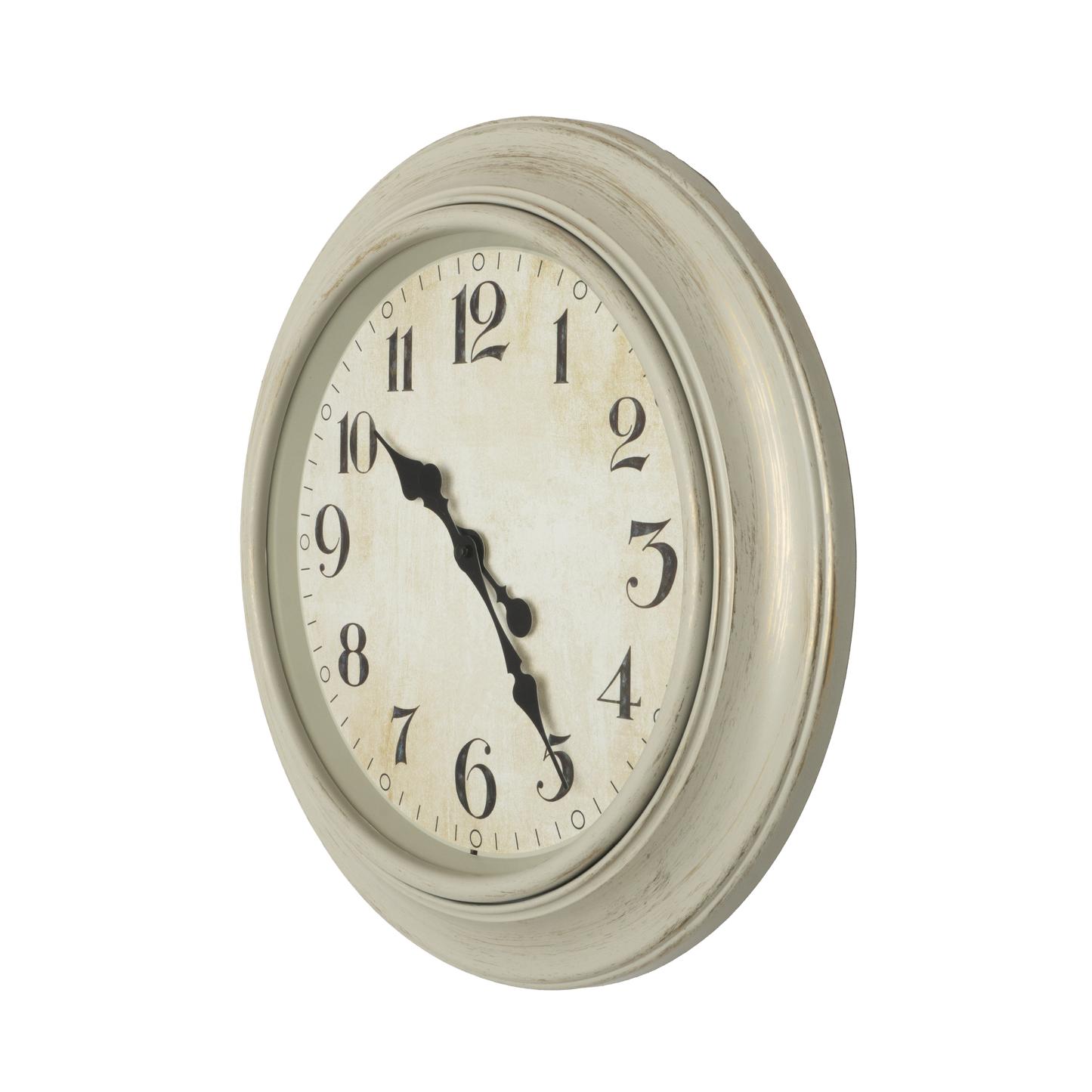 Reloj de pared Lamba blanco de 46cm, vista frontal, agujas retro, Fabrilamp.