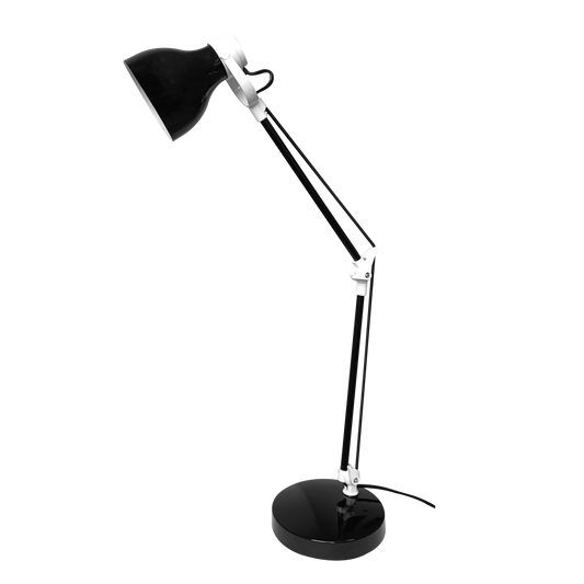 Flexo Carpo Negro/Blanco E14 orientable y articulable de Fabrilamp. Iluminación moderna para escritorio.