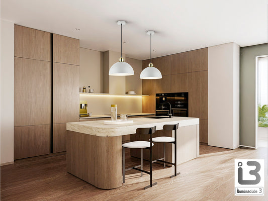Lámpara Colgante Polo 35 cm Gris y Latón Regulable Schuller en ambiente decorado | Schuller