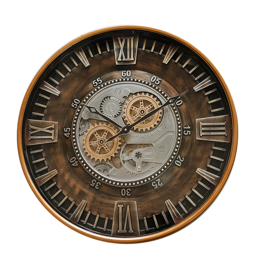 Reloj de pared Catanias Oro/Cuero de Fabrilamp, diseño clásico con movimiento continuo. Compra en luzguru.com