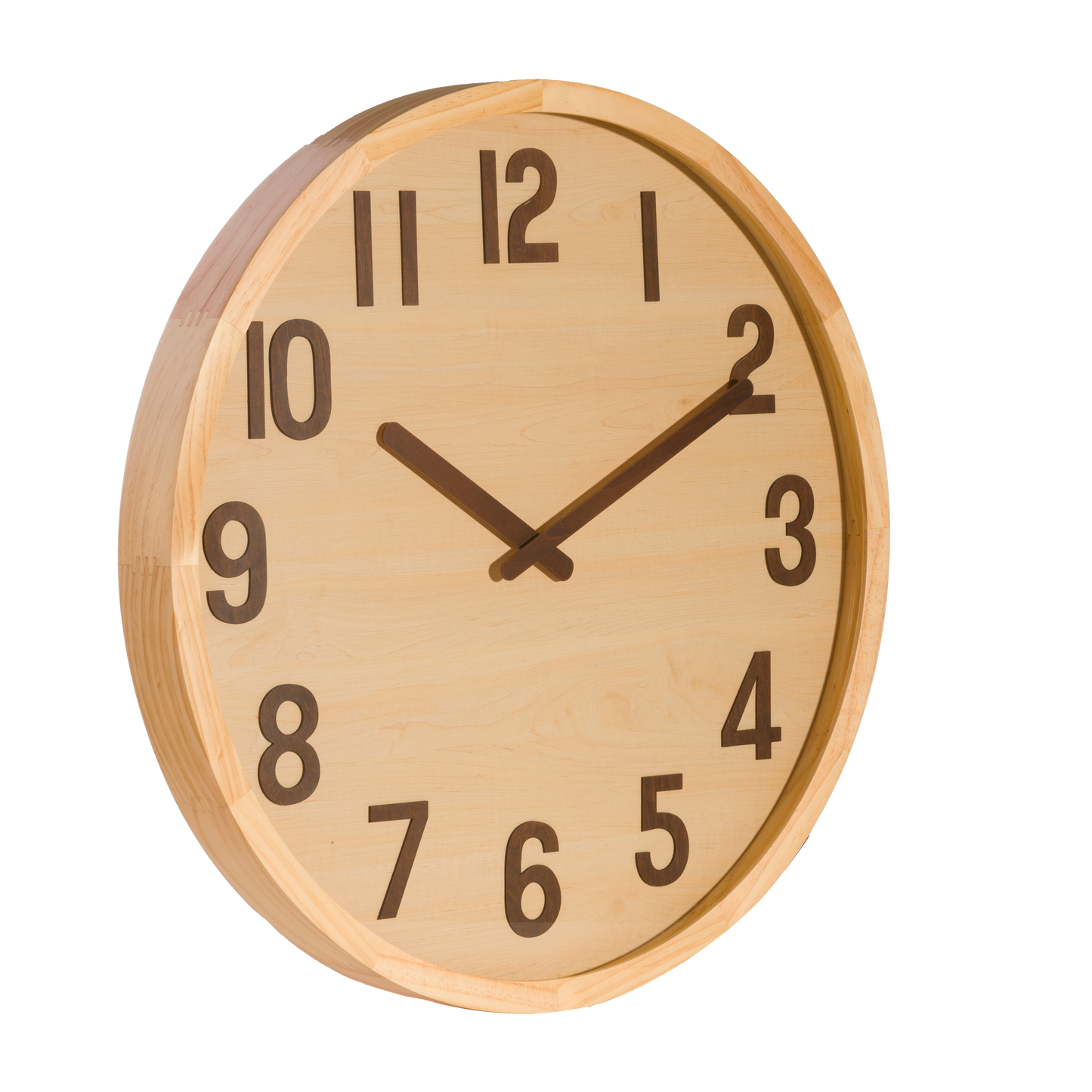 Reloj de pared Borgoña madera clara 60x60x5cm, vista frontal, Fabrilamp, luzguru.com