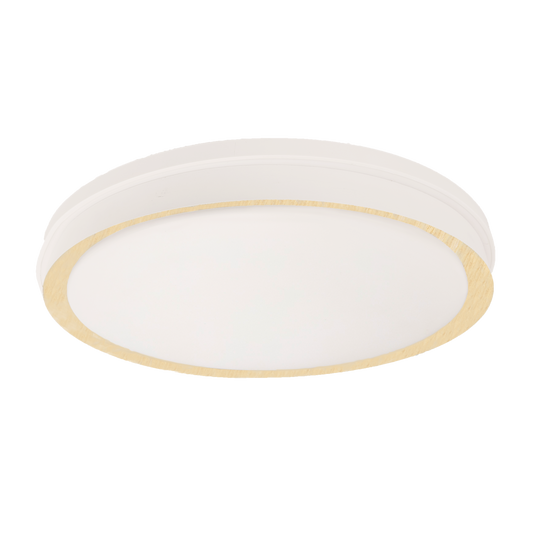 Plafón Anuar LED 60W Blanco/Haya con mando a distancia y memoria de color. Fabrilamp.