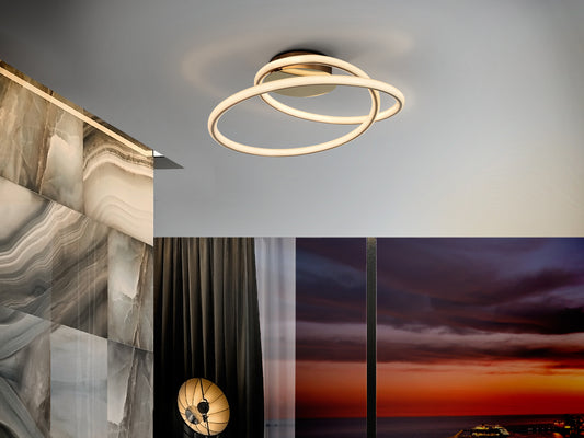 Plafón de Techo LED Tube 52 cm Oro Brillo 44W Schuller en ambiente decorado | Schuller