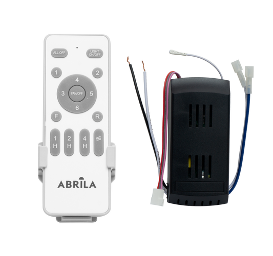 Kit de mando a distancia para ventiladores Dani y Micenas 24 de Fabrilamp. Incluye receptor y soporte de pared.