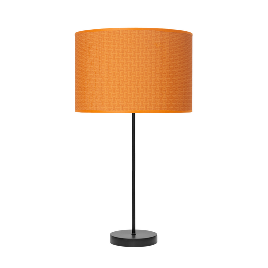Sobremesa MODA fabricada en metal negro y textil naranja, ideal para dormitorios