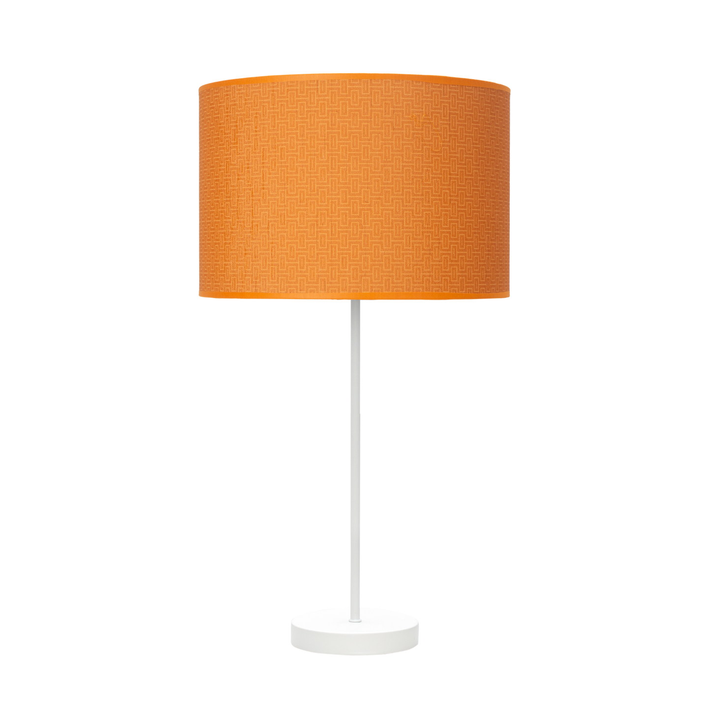 Lámpara fabricada en metal y textil color blanco y naranja, estilo moderno