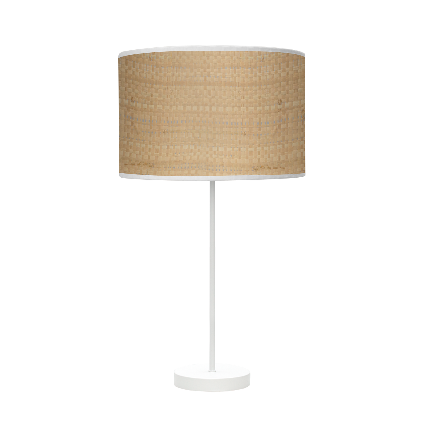 Lámpara Moda fabricada en Metal color Blanco con pantalla Textil Cañizo Claro