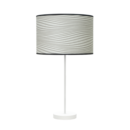 Lámpara de mesa Moda fabricada en metal color blanco con pantalla gris