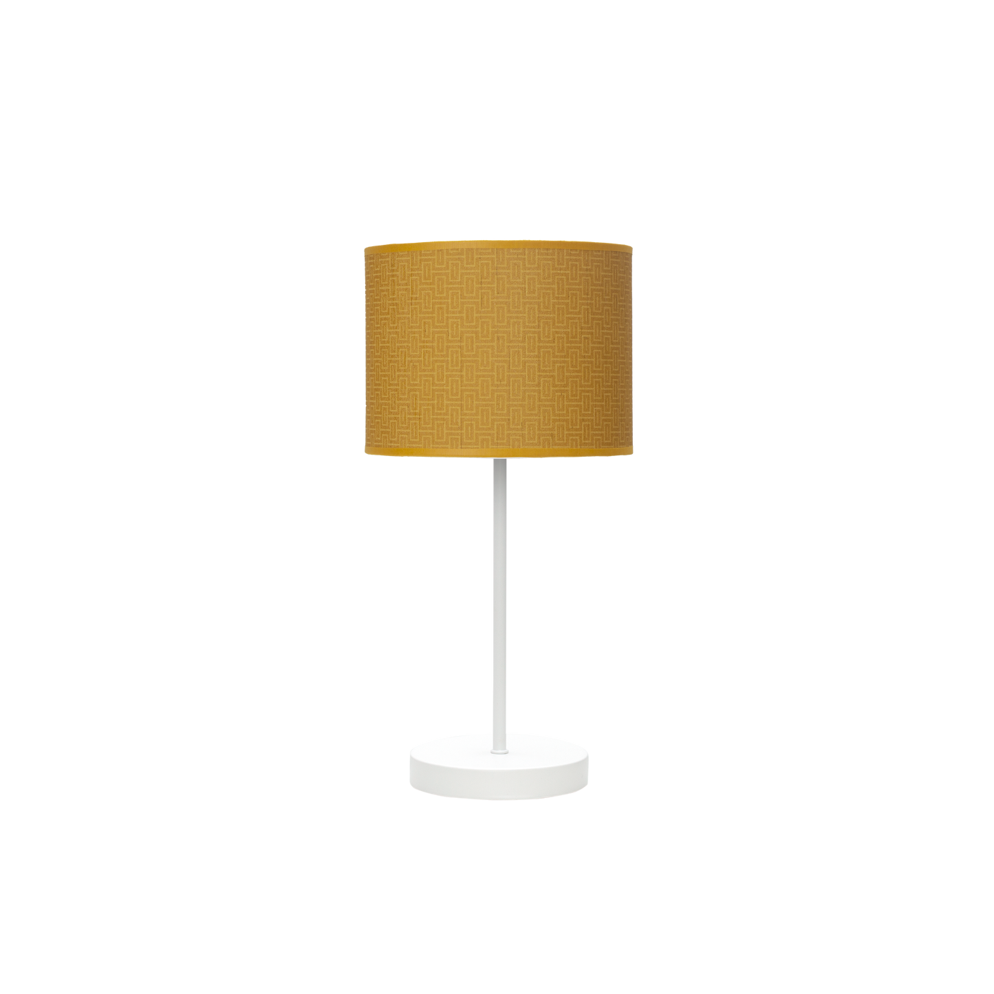 Lámpara hecha en metal y textil, color blanco y amarillo