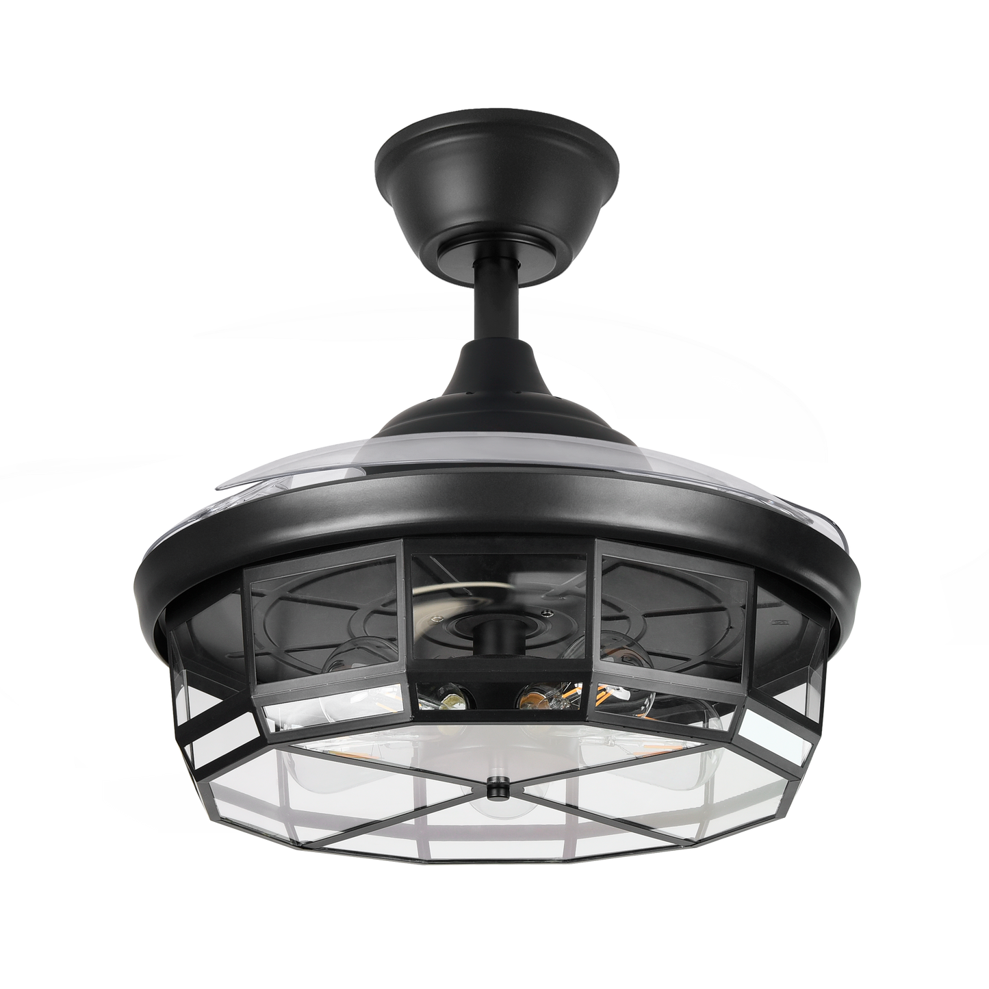 Ventilador de techo negro con mando a distancia, ideal para interior