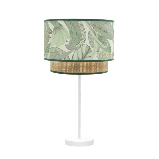 Sobremesa Congo fabricada en metal y textil color blanco y hoja verde natural