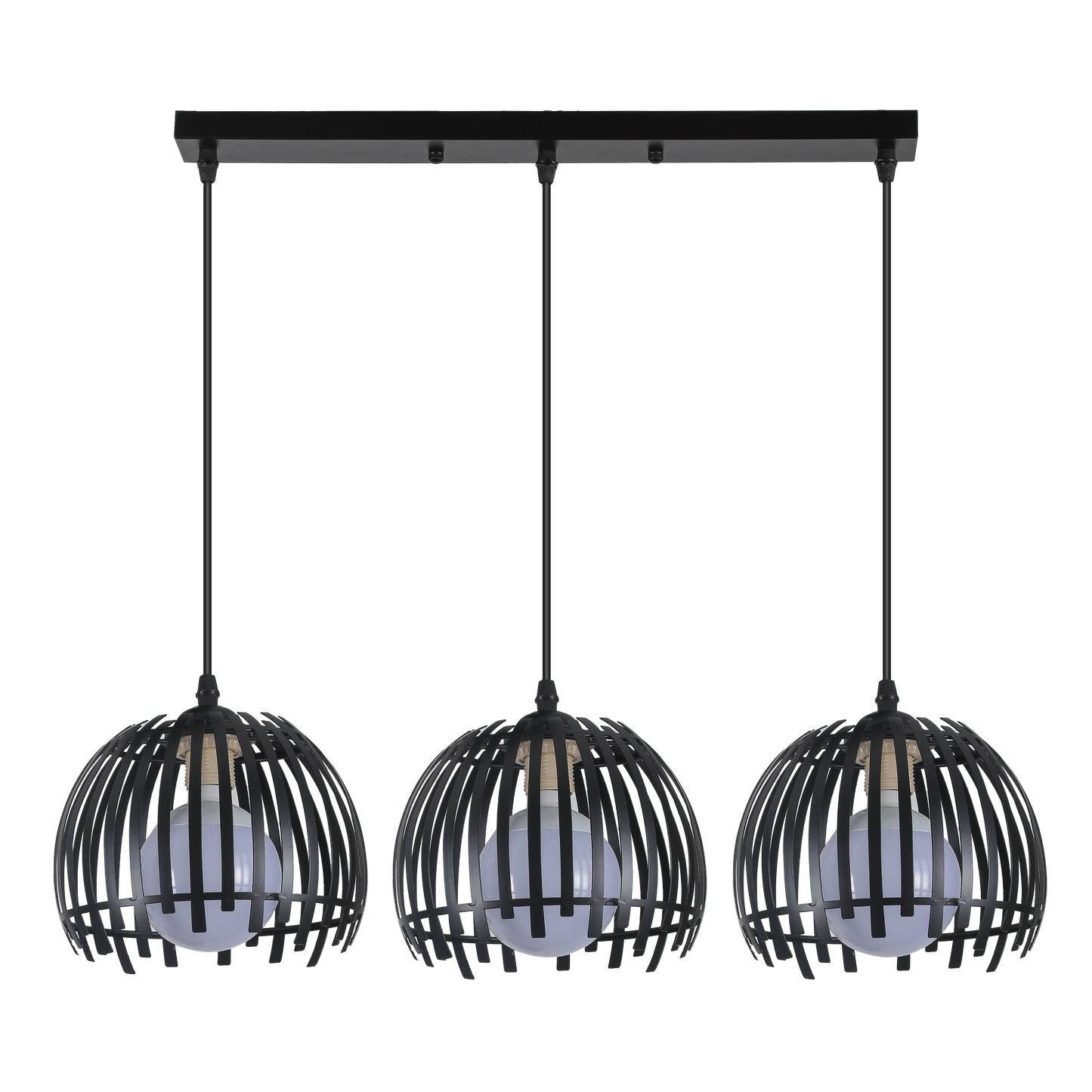 Lámpara colgante Latina fabricada en metal color negro, estilo industrial